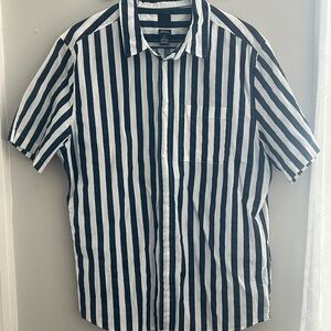 H&M Regular Fit Striped Cotton Button-Up Shirt Sz L